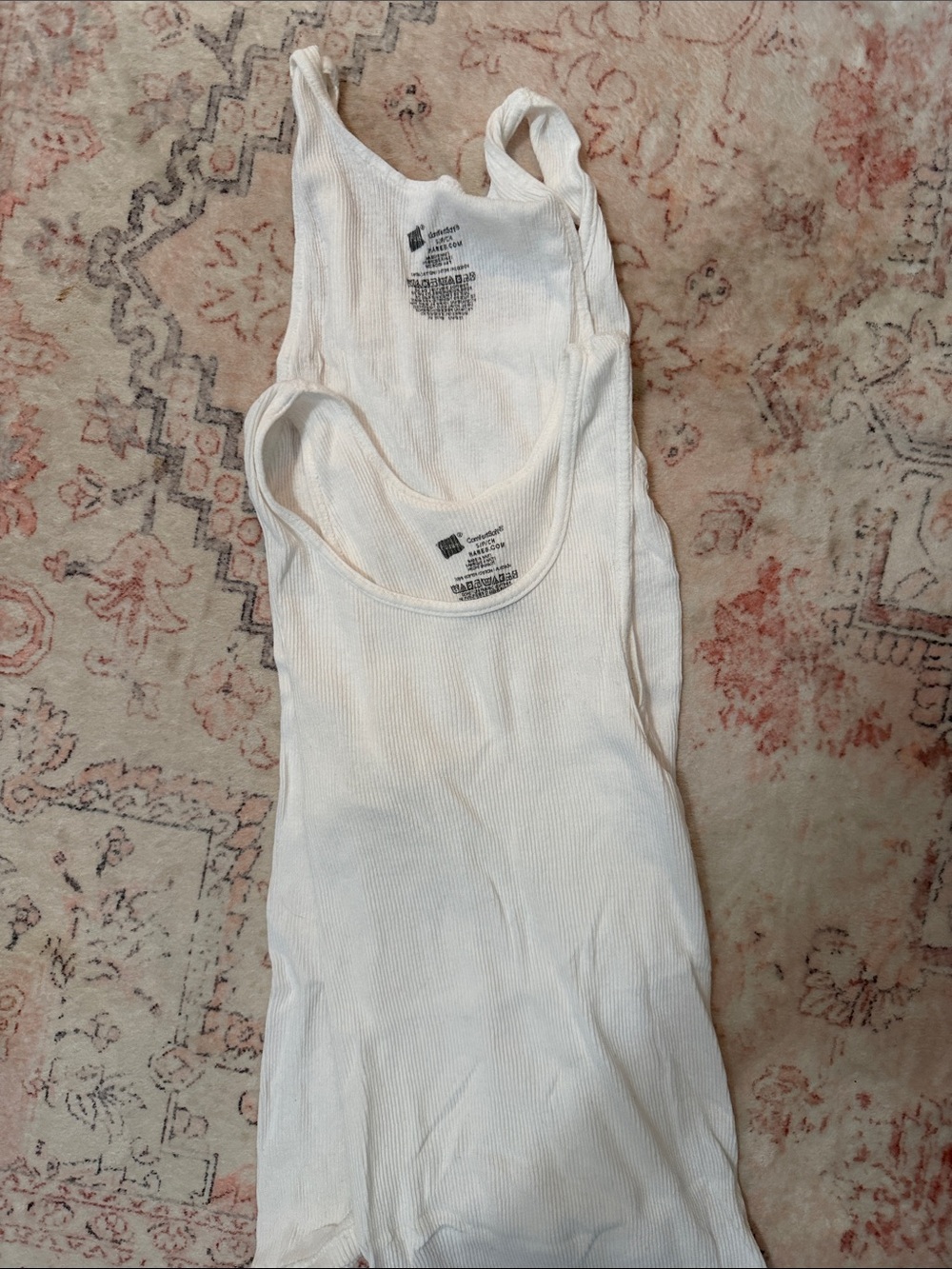 100% cotton White Ribbed Tank Tops - Double Pack